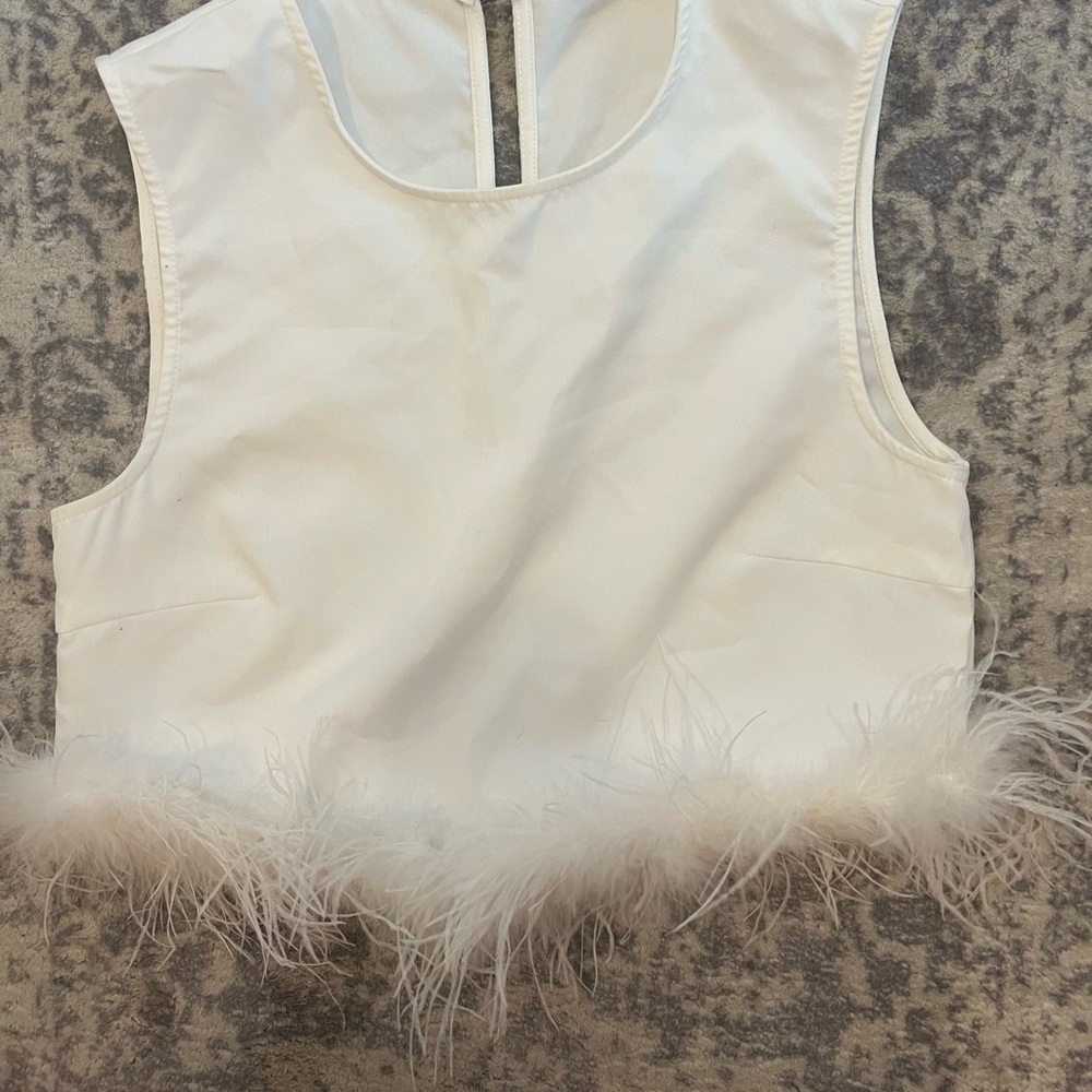 White feather crop top